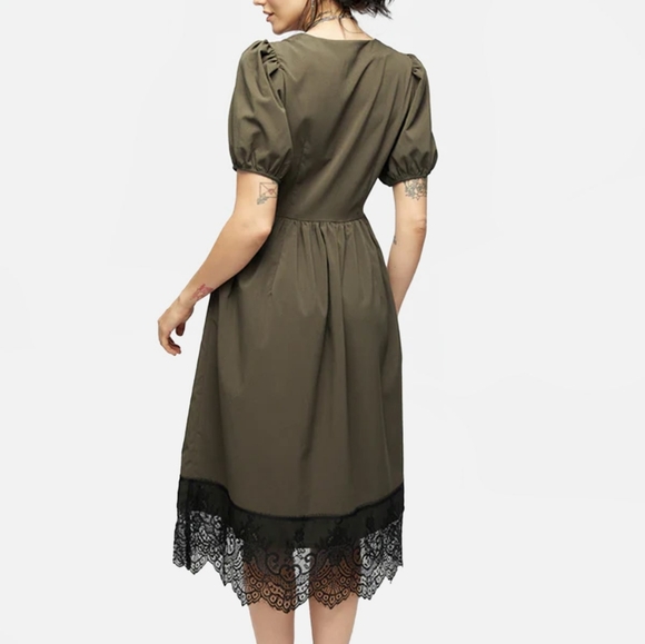 NWT - Disturbia - Mortuary Lace Button Up Midi Dress in Tea Leaf - Picture 5 of 8